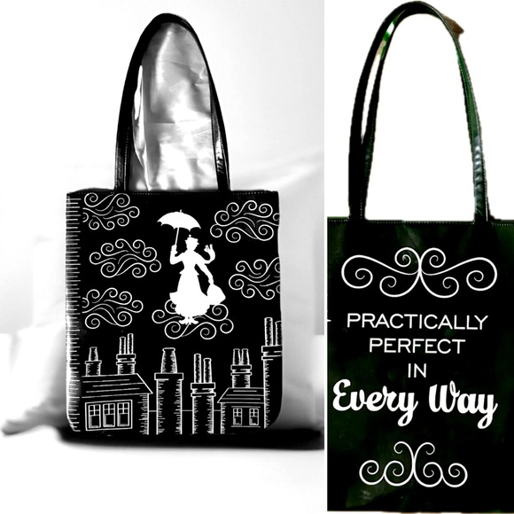 Disney Handbags - Mary Poppins Disney Parks Faux Leather“practically perfect” Snap Tote Bag Purse